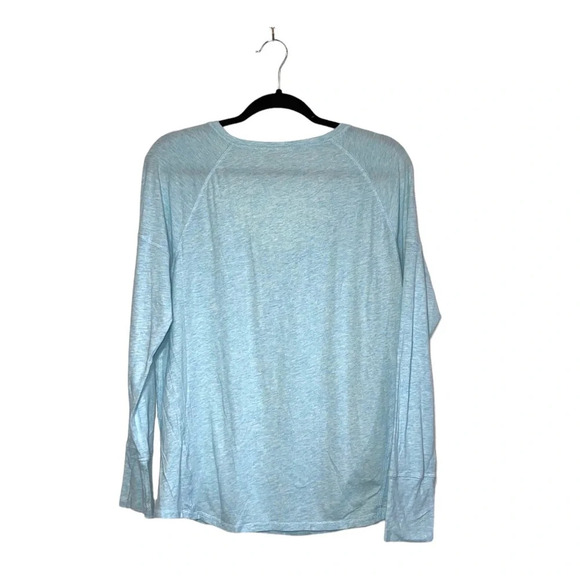 Zella Baby Blue Semi-sheer V-neck Long Sleeve Athleisure Tee Xlarge Women’s - Picture 7 of 12